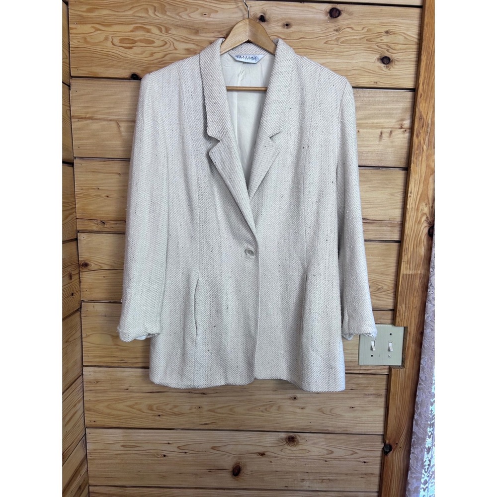 Seasons Collection Vintage 100% Raw Silk Blazer Cream Ivory Union Made Size 12